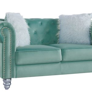 Sofá CHESTER STYLE, 2 plazas, tapizado velvet verde agua 58