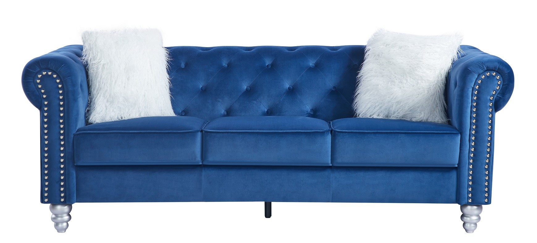 Sofá CHESTER STYLE, 3 plazas, tapizado velvet azul 67