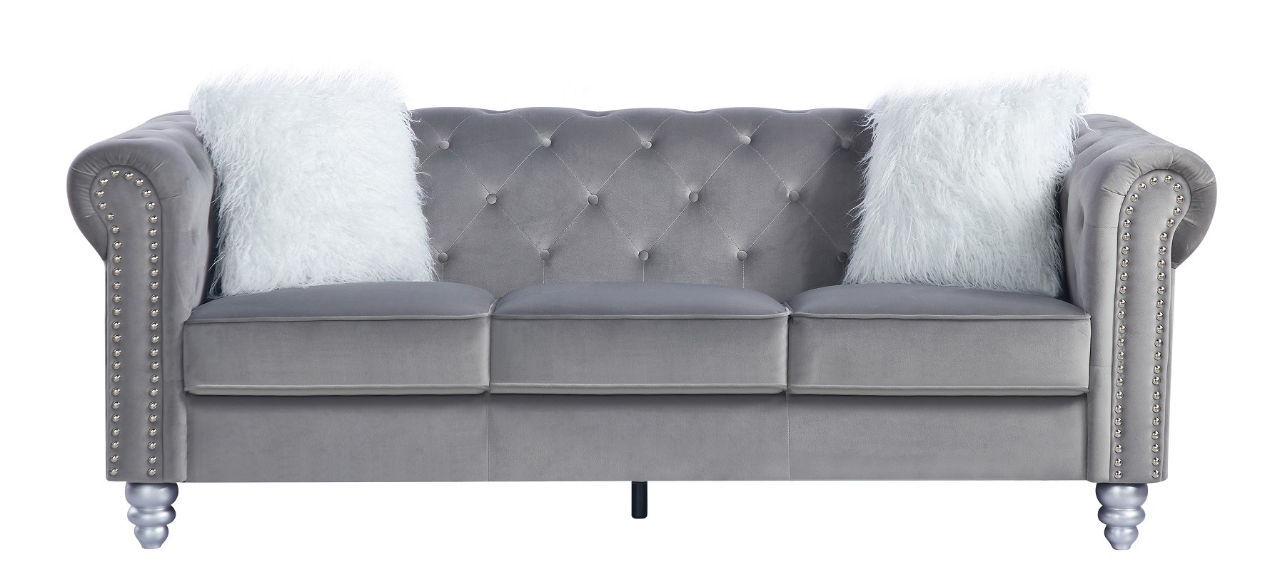 Sofá CHESTER STYLE, 3 plazas, tapizado velvet gris 27