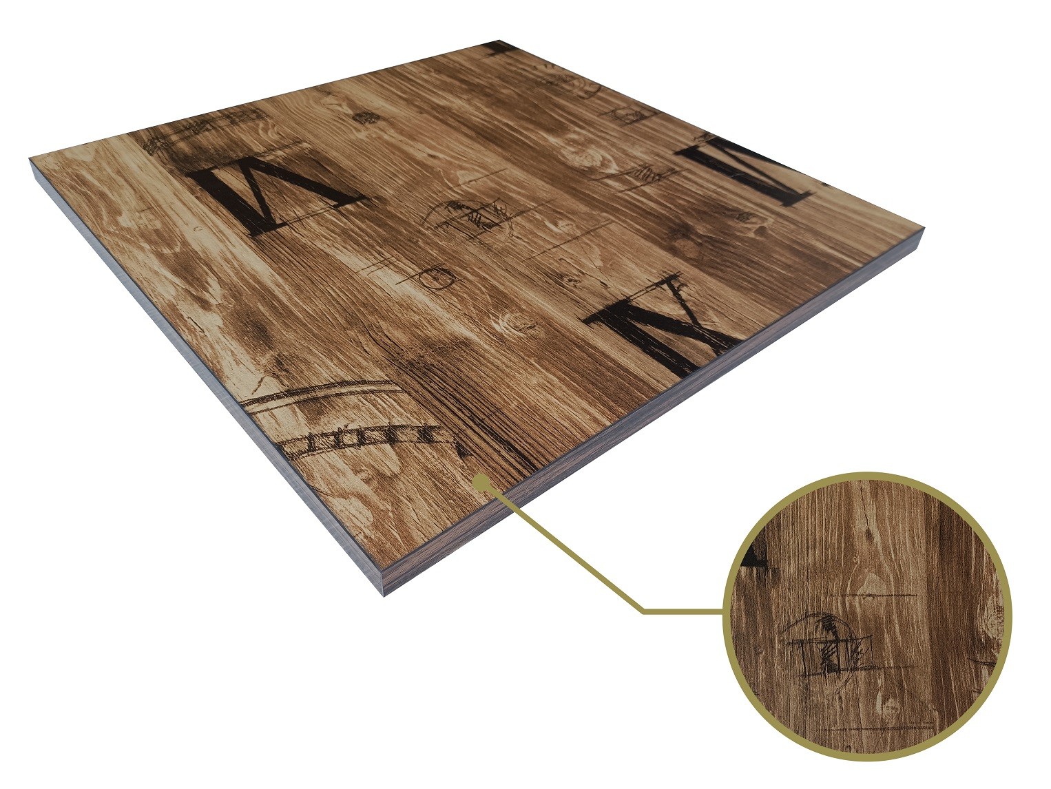 Tablero de mesa HD7346, vintage, 70 x 70 cms