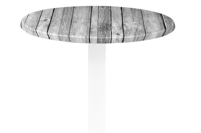 Tablero de mesa Werzalit Alemania, ANTIQUE WHITE 202, 70 cms de diámetro.