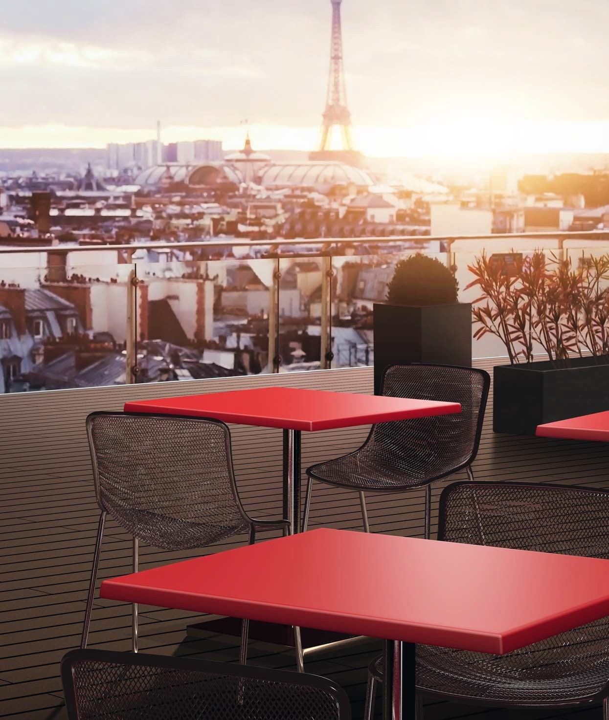 Tablero de mesa Werzalit Alemania, ROJO 328, 70 x 70 cms