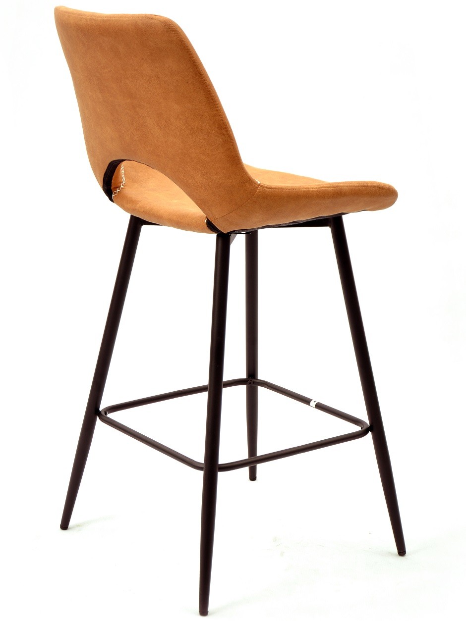 Taburete ANTIBES NEW, metal, similpiel marrón claro