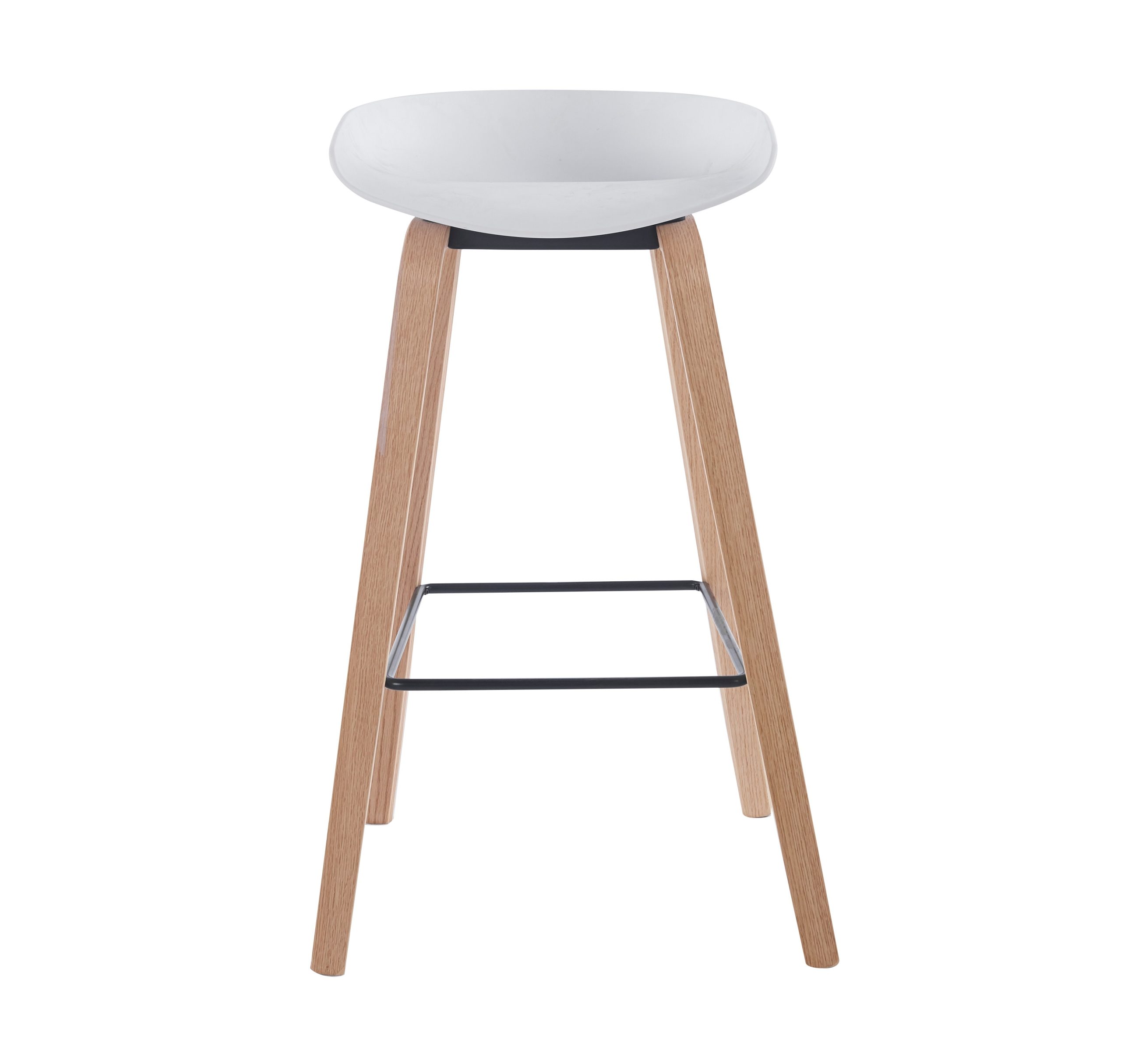 Taburete AWAK (EL), madera curvada, asiento polipropileno blanco