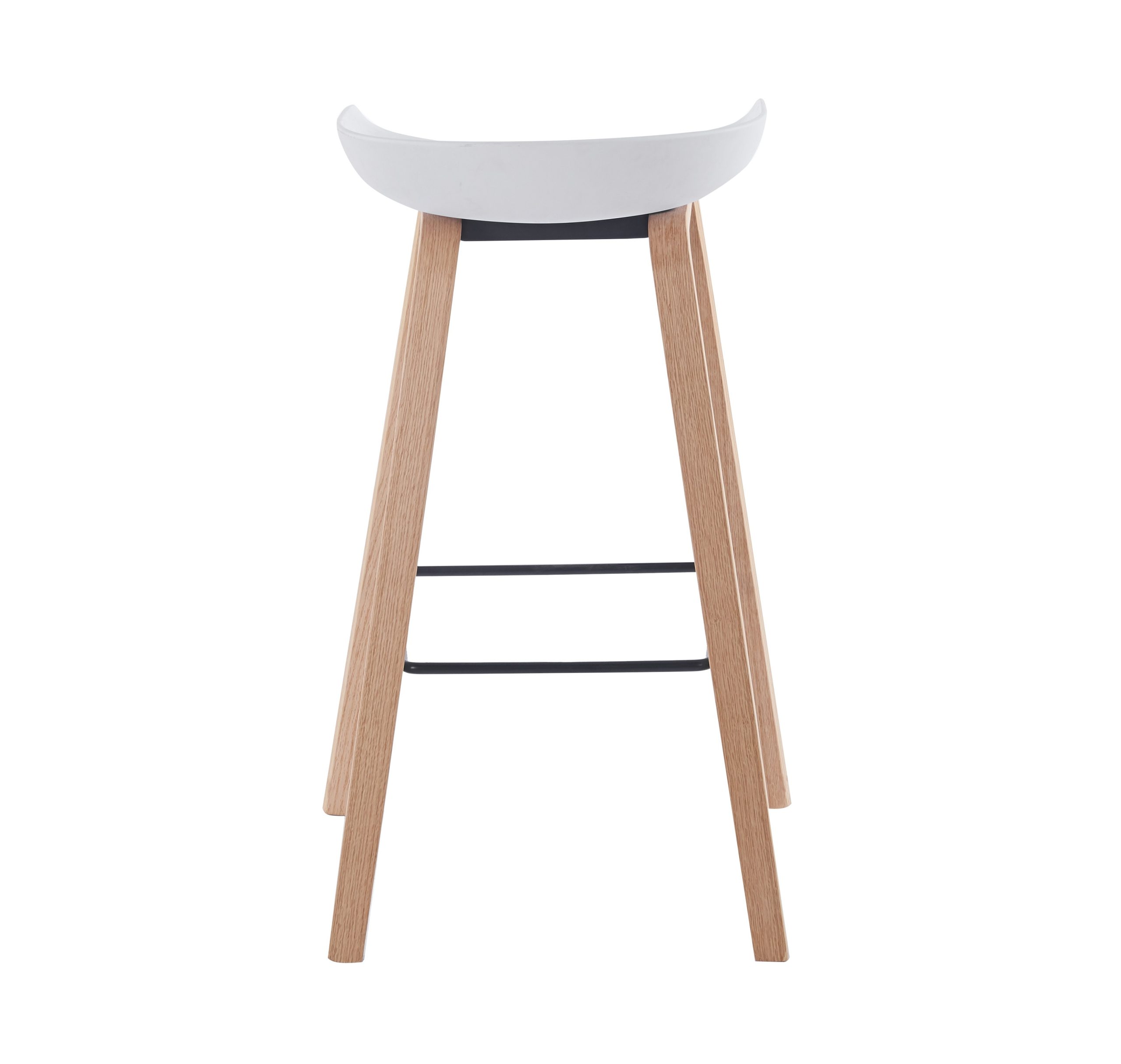Taburete AWAK (EL), madera curvada, asiento polipropileno blanco