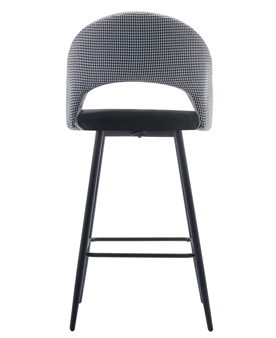 Taburete CLEO, metal, tapizado pata de gallo con negro