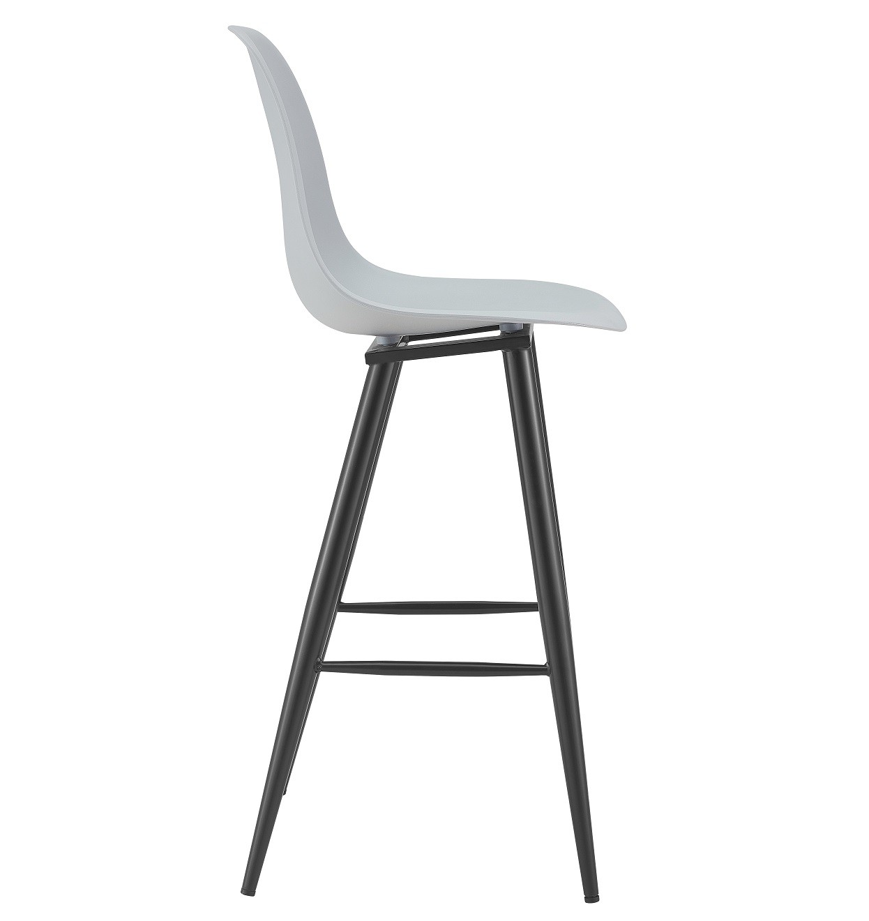 Taburete CLUNY, metal epoxi negro, polipropileno gris