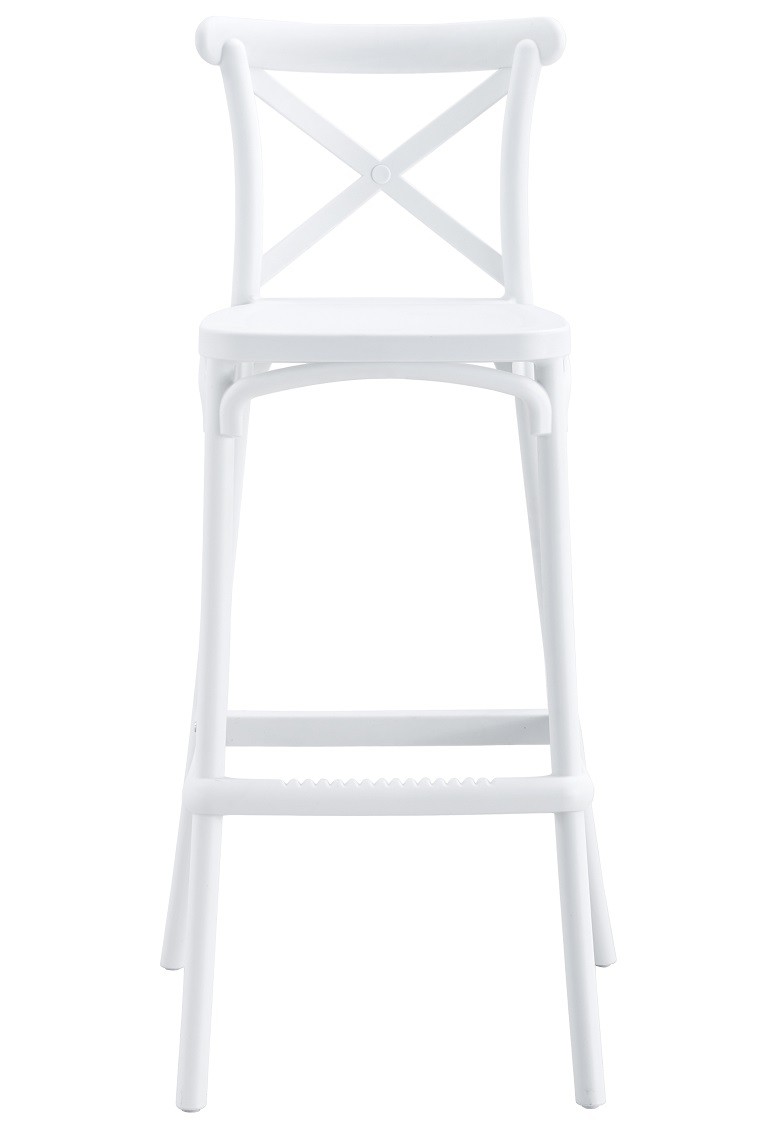 Taburete CORFÚ, tratamiento anti UV, polipropileno blanco
