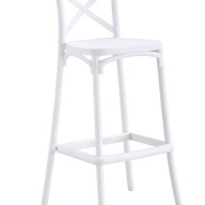 Taburete CORFÚ, tratamiento anti UV, polipropileno blanco