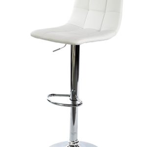 Taburete DESEO NEW (M), cromado, similpiel blanca