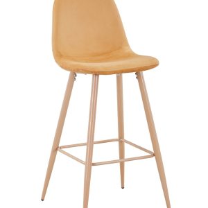 Taburete EPOQUE NEW, patas metálicas, terciopelo amarillo mostaza 42