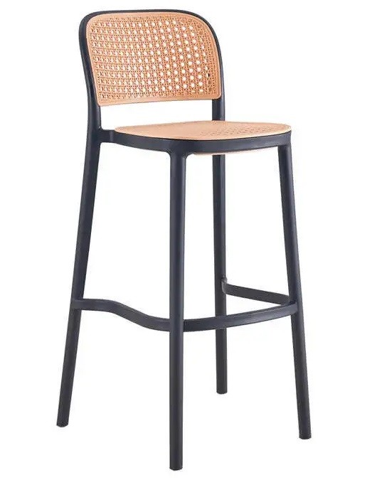 Taburete FUNCHAL 97, apilable, polipropileno negro y beige