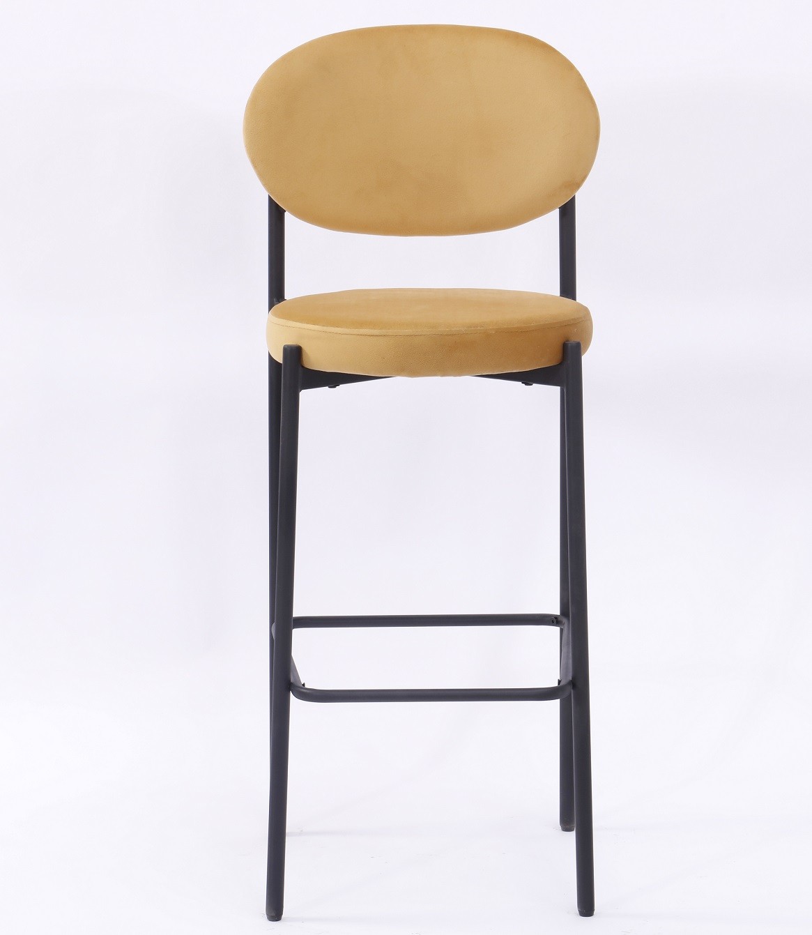 Taburete KEOPS, metal, tapizado velvet amarillo
