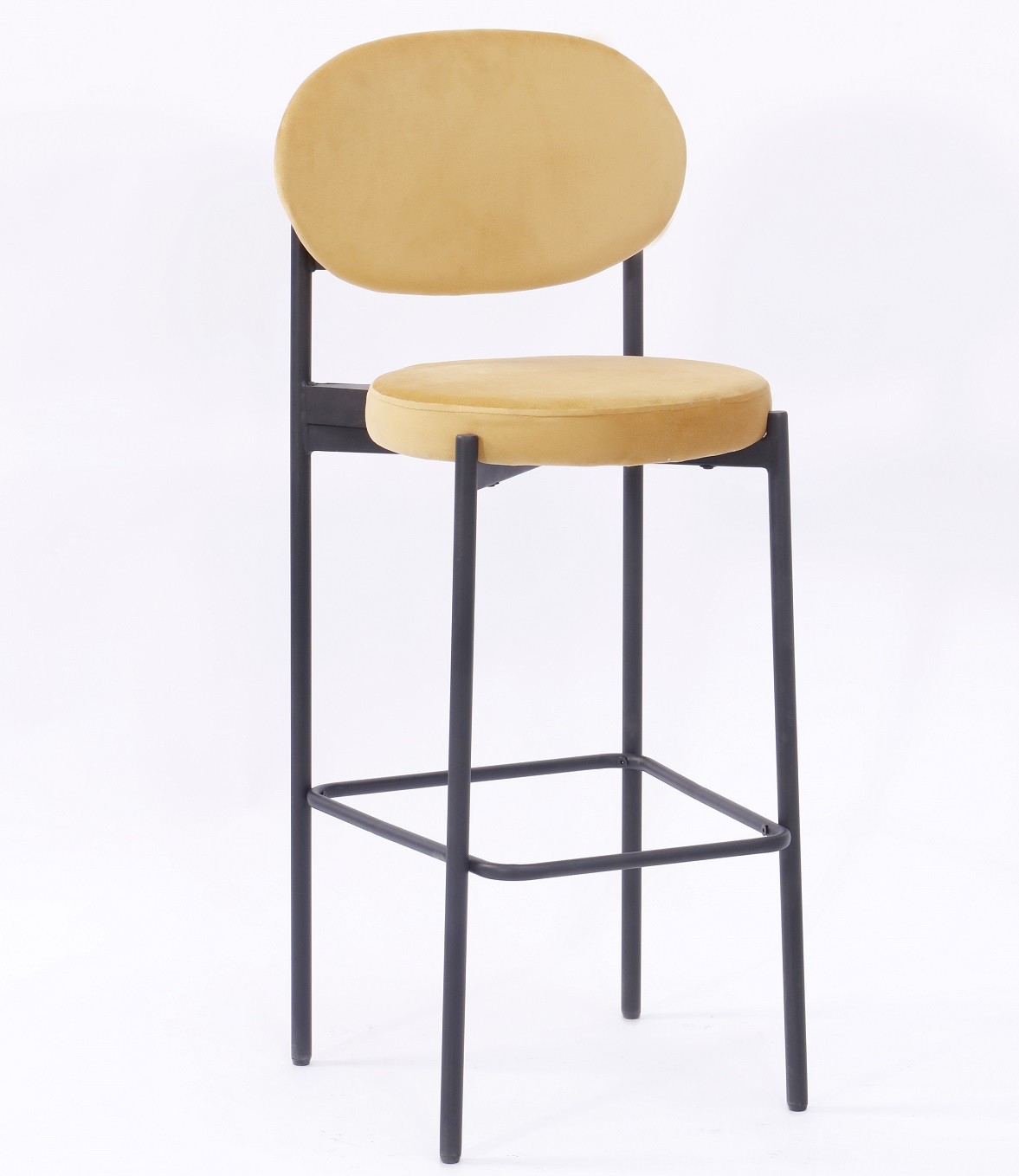 Taburete KEOPS, metal, tapizado velvet amarillo