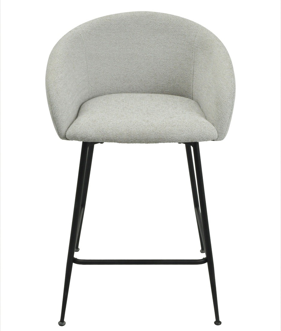 Taburete LAUREN 60 cms, metal, tapizado tejido linen gris claro