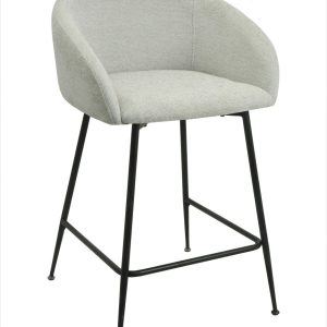 Taburete LAUREN 60 cms, metal, tapizado tejido linen gris claro