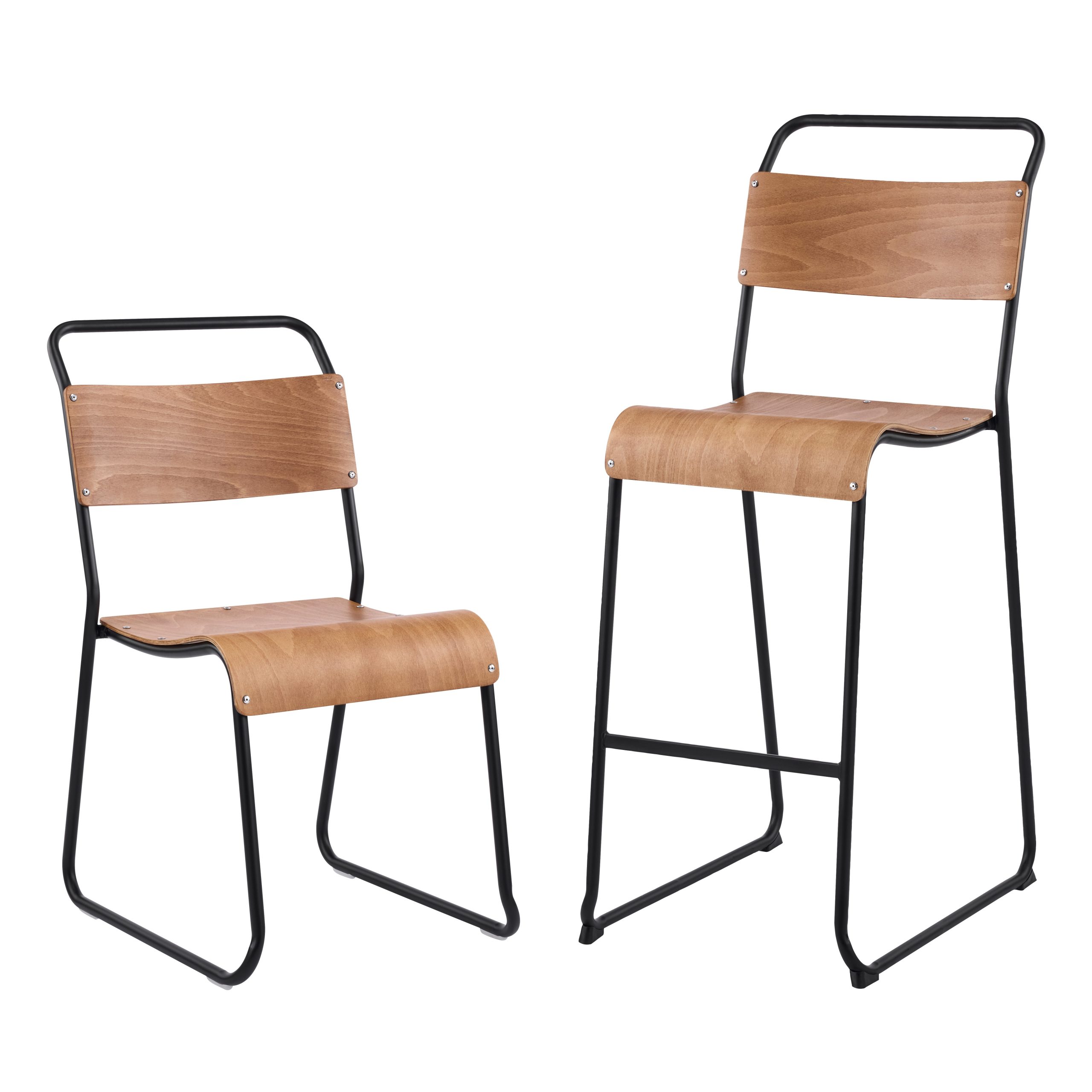 Taburete LIVERPOOL, apilable, negro, contrachapado de abedul