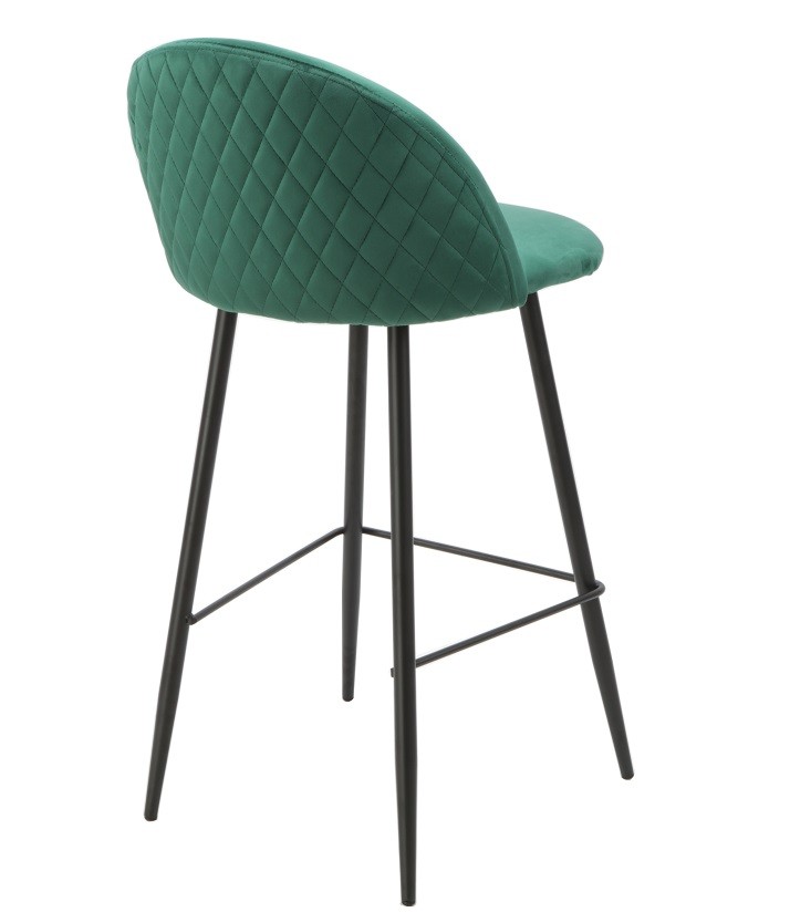 Taburete MAGDA, metal, tapizado velvet verde