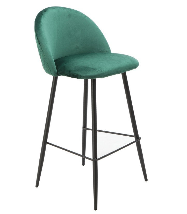 Taburete MAGDA, metal, tapizado velvet verde