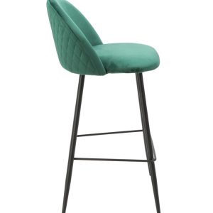Taburete MAGDA, metal, tapizado velvet verde