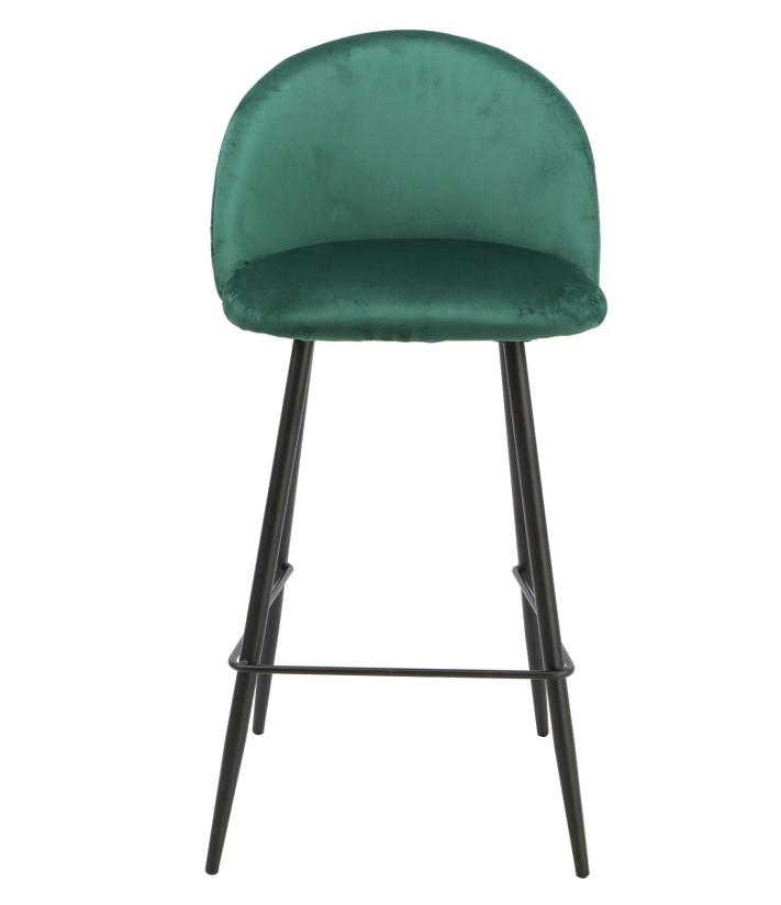Taburete MAGDA, metal, tapizado velvet verde