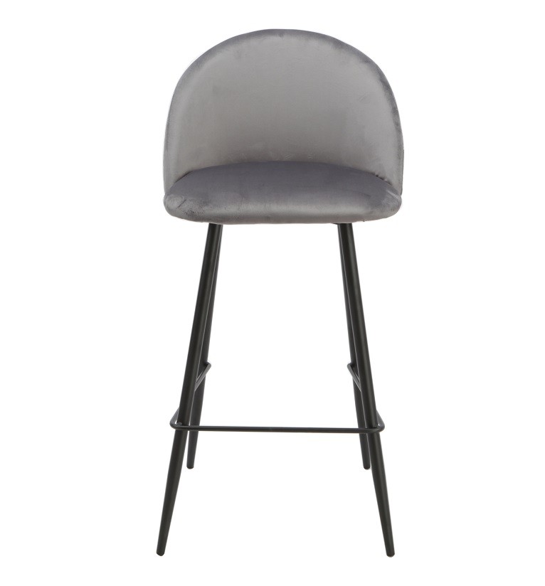 Taburete MAGDA NEW, metal, tapizado velvet gris