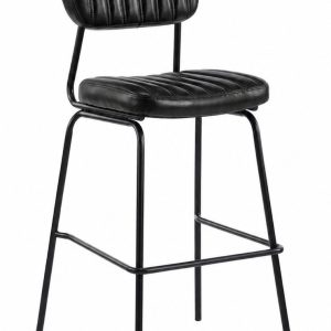 Taburete NUREMBERG, metal, similpiel negro