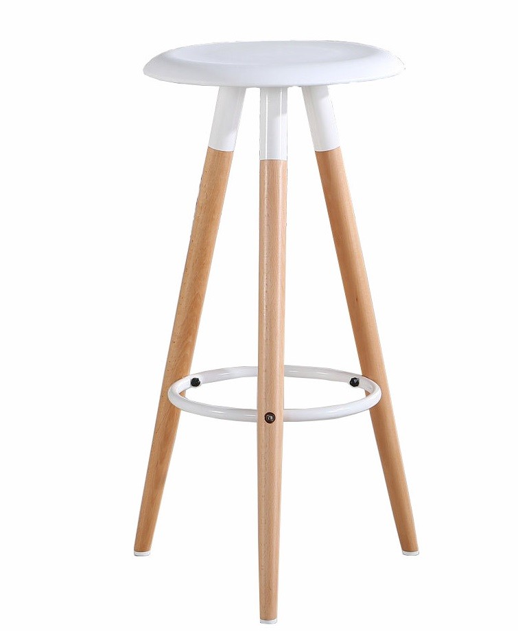 Taburete OTILIO NEW, madera, polipropileno blanco