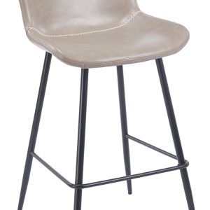 Taburete SAMPER, metal, similpiel vintage gris