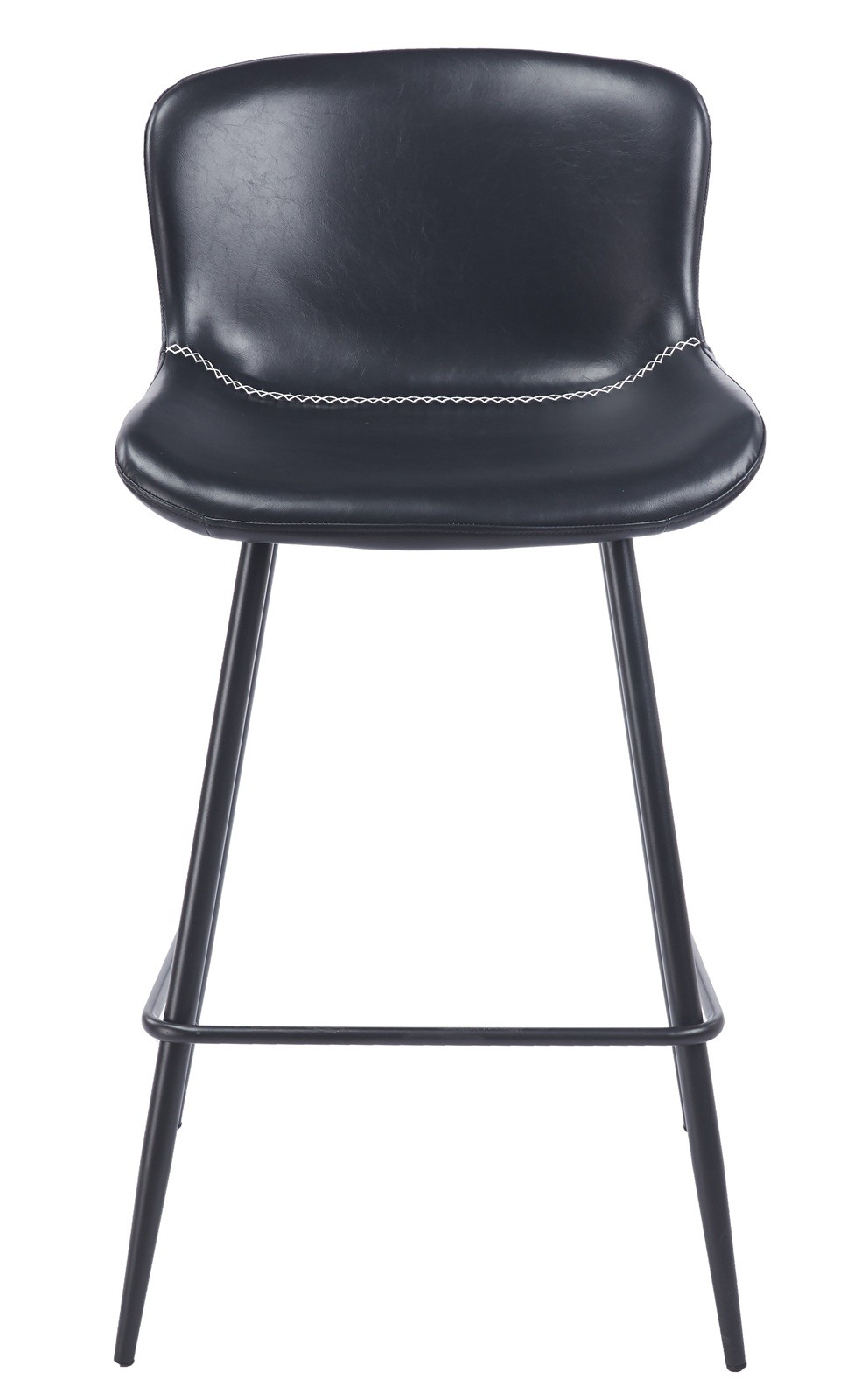 Taburete SAMPER, metal, similpiel vintage negra