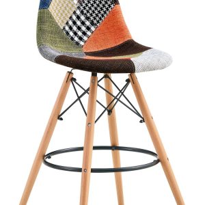 Taburete STAR PAT22, madera, tapizado patchwork 22
