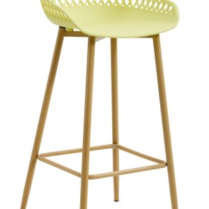 Taburete STRAUSS, metal, polipropileno amarillo pastel