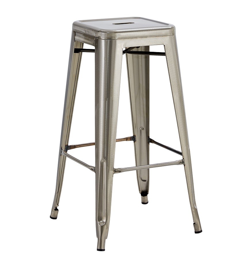 Taburete TOL EK BRUSHED, acero, plata