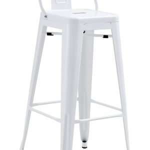 Taburete TOL R1 EK, apilable, acero, blanco