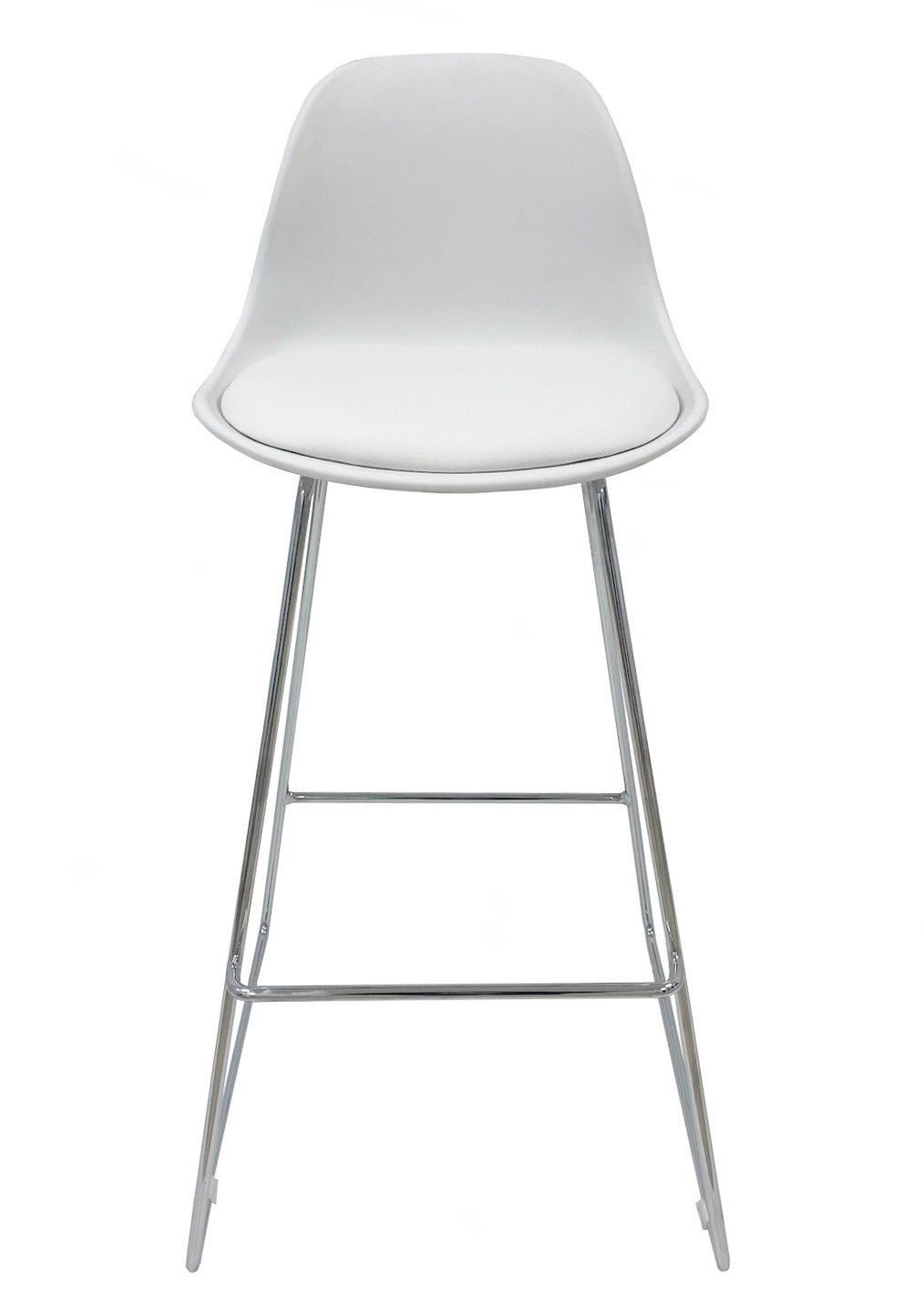 Taburete TOW FIBB, cromado, carcasa y tapizado blanco
